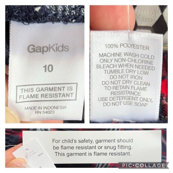 Gap Kids Set of 2 Pajama Kids Size 10 Flame Resistant Navy Blue Red White Plaid - Picture 8 of 8